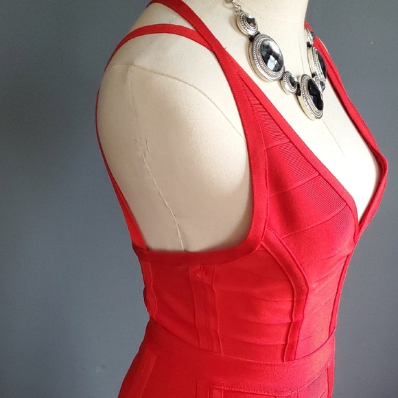 Nwt Topshop Red Sleeveless Fit and Flare Bodycon Dress - Picture 5 of 12